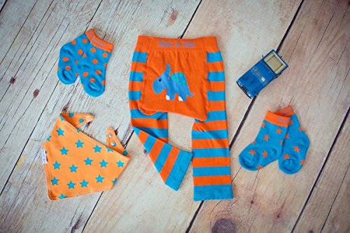 Blade and Rose Baby Boys Dinosaur Leggings + Matching Socks 2 Pack. Orange (1-2 years)