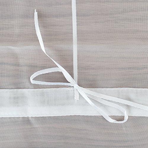 KOU-DECO Raffrollo Tunnelzug Gardinen Voile Transparent Polyester 1er-Pack Vorhang (B*H 100*155cm, weiß) - 4