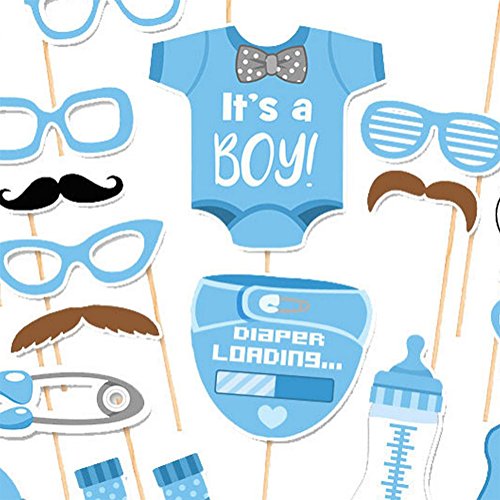 CAOLATOR 25 Stücke Fotorequisiten Fotoaccessoires Masken Fotorequisiten Baby Junge Partydekoration (Windeln, Flaschen, Socken, Gläser, Luftballons, Bart) - 6
