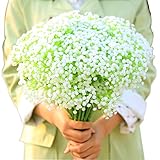 Material: plástico y alambre de hierro, cabeza de flor es de plástico, barra de plástico es de plástico y alambre, respetuoso del medio ambiente, sin olor, el bebé es seguro para respirar, fácil de limpiar, use un secador de pelo (nota: aire frío) para soplar suavemente la superficie para limpiar flores artificiales