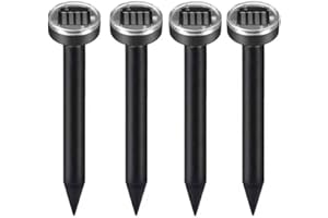 XIAXIA 2024 4X Repelente de Ratones Solar Ultrasónico,Ahuyentador de Topos Solar, Impermeable IP65, Repelente de Topo para Jardines,Céspedes,Roedores,Serpientes, Hormigas,Topillos -Black