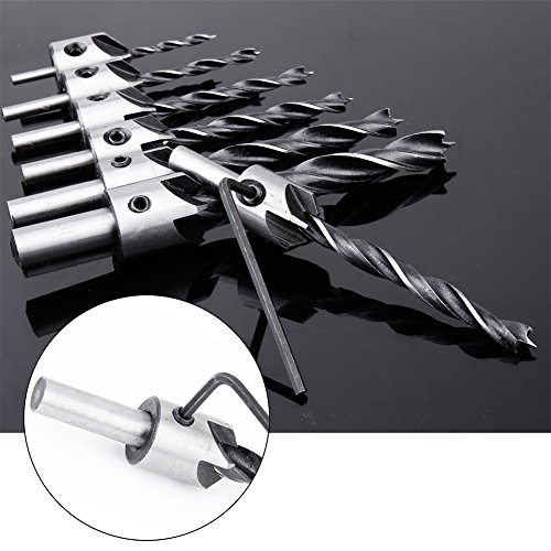 Malayas®Senker Bohrer 7 tlg HSS 5 Flöte Senkbohrer Set Screwdriver Reibahle Holz Metall Aluminium Kunststoff Countersink Drill Werkzeug 3-10mm - 4