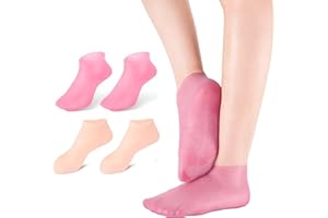 BAIYSFFG 2 Pairs Moisturizing Socks,Silicone Moisturizing Socks Anti Slip Aloe Socks for Dry Cracked Feet Women & Softening Dry Cracked Feet Rough Skins,Calluses,Spa Gel Socks Foot Care After Pedicure