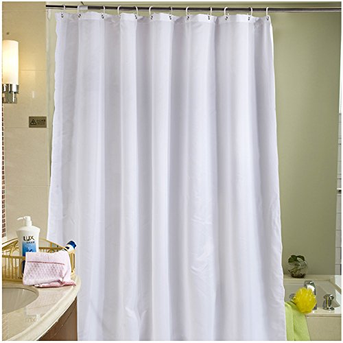 S-ZONE Reines Weiß Drucken Duschvorhang verdicken Anti-Schimmel Textilien Polyester Wasserabweisend 180x180 cm mit 12 Vorhangringe
