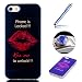 Produktbild Etche iPhone SE/iPhone 5S TPU Schutzhülle, Laser Reflect Blue Light Case für iPhone SE/iPhone 5S, Transparent Frame Silikon Handyhülle für iPhone SE/iPhone 5S,Premium Slim TPU Gel Soft Back Cover Zurück Schutzhülle Tasche für iPhone SE/iPhone 5S + 1x Glitzer Staub Stecker + 1x Blau Eingabestift(sexy rot Lippe)