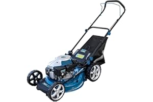 Cecotec Cortacésped de Gasolina Terrenator 3200.46 Total Z. Motor de 144cc, 2,4kW y 3,2CV, Cuerpo de Acero 46cm, Cambio de Altura Sistema Z-Tech, 4in1 con Mulching, Ruedas Traseras XL