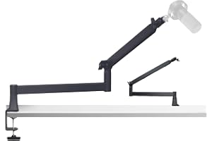 Yazoni Mikrofonbomarm, mikrofonarmstativ med låg profil med skrivbordsmontering, skruvadapter, dolda kabelkanaler, justerbart