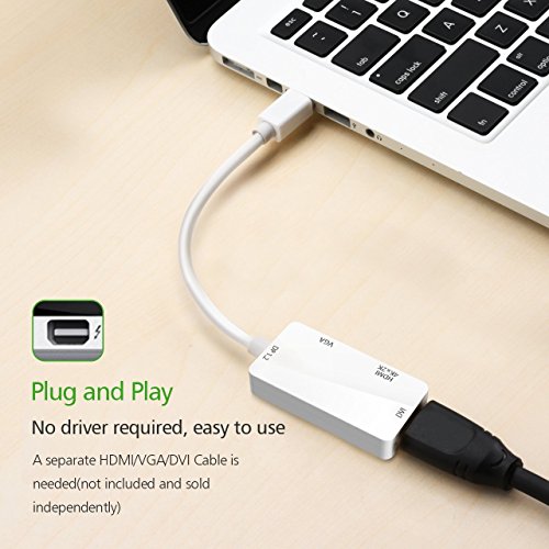 Patox 3-in-1 Mini-DisplayPort-Adapter [Mini DP 1.2 Version] Thunderbolt auf HDMI/VGA/DVI Konverter für Apple MacBook MacBook Pro Air Mac Mini, ThinkPad Carbon X1 Serie, Surface Pro 1 2 3 - 6