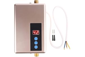 WYTINO Riscaldatore di Acqua Calda Senza Serbatoio, 220V Istantaneo Scaldabagno Elettrico Mini Doccia per Il Lavaggio Della Cucina Del Bagno di Casa - Digital Dispaly Energy Efficient 5.5Kw (Argento)