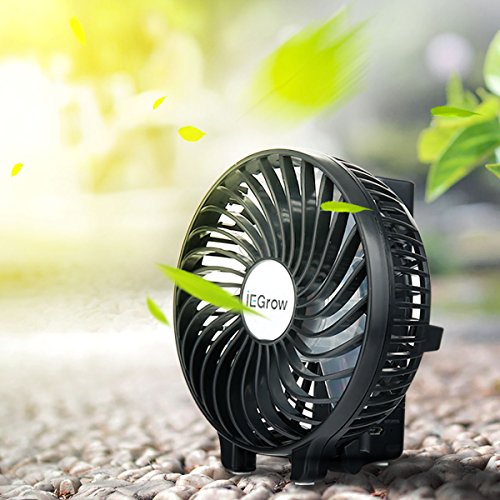 iEGrow USB Ventilator Leise Mini Handventilator Ventilatoren Lüfter mit Batterie Farbe Schwarz - 9