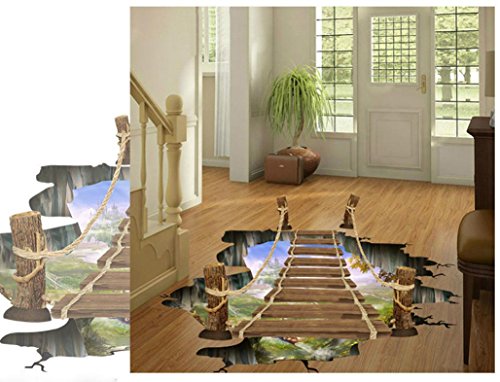 Saingace Wandaufkleber Wandtattoo Wandsticker,3D-Brücken-Fußboden-Wand-Aufkleber-entfernbares Wandabziehbild-Vinylkunst-Wohnzimmer - 6