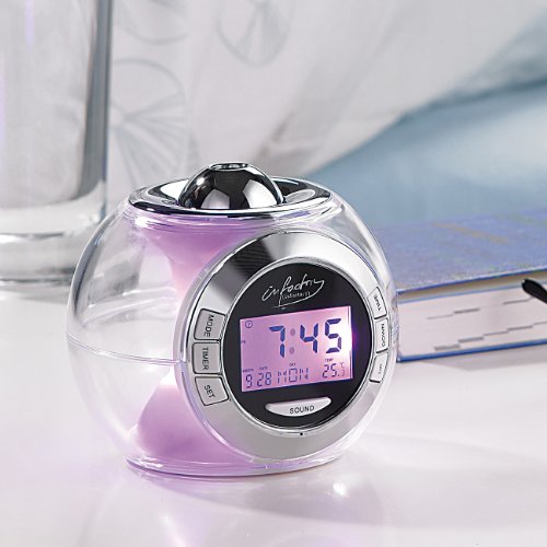 infactory Moderner Projektions-Wecker mit Farbwechsel und Naturklängen - 5