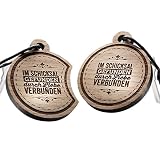 Schlüsselanhänger Set aus Holz, rund mit Gravur "Im Schicksal gefunden, durch Liebe verbunden!"
