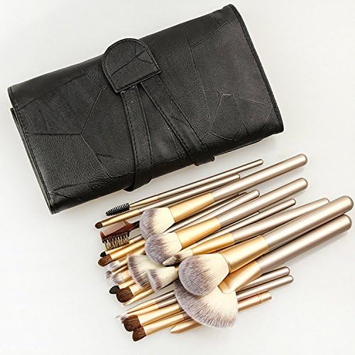 Makeup Brush,XDBMA 24 Piece Brush Set Horse Hair Professional Makeup Brush Set Foundation Makeup Brushes Set Kits with White Cream-colored Case Bag (Black)