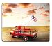 Produktbild 17P02425 Hochwertige Kreativität Mousepad Gaming Mouse Pad Roter Oldtimer-Pickup-Truck mit amerikanischer Flagge in weit offener Landschaft mit dramatischen Sonnenuntergangswolken und US-Flagge auf dem Boden