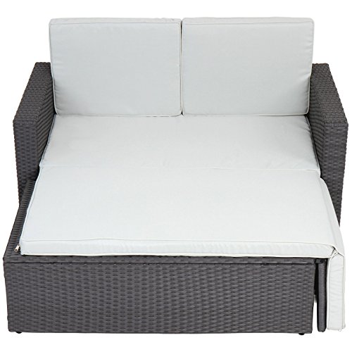 Miadomodo Multifunktionale Polyrattan Gartenmöbel Sofa Couch Gartencouch Gartenliege Ecksofa witterungsbeständig inkl. Abnehmbare Kissenbezüge mit Farbwahl