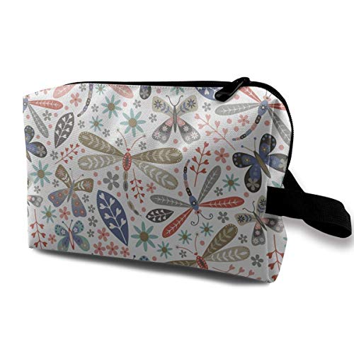 Artistic Dragonflies Seamless Illustration Lady Travel Make Up Bag Toiletry Clutch Bag