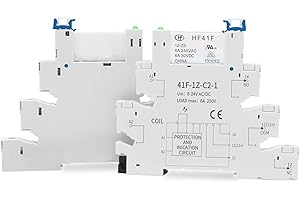 (2pcs) ReleyWell 12V Relais Din Rail; Silm, Solenoid Power Relay für PLC, HF41F/24-ZS 5 Pin SPDT mit Push in Sockel, 24 Spule dc/ac, Elektromagnetisches Relais, Max 6A 250VAC