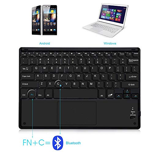 Preisvergleich Produktbild CITW Ultraflache, drahtlose Bluetooth-Tastatur mit integriertem Touchpad und wiederaufladbarer Batterie für Android