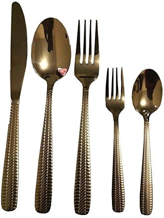Gold ,Copper Colour Plated Stainless Steel Dinning Table Spoons, Kitchen Utensil Party,Wedding ,Home Luxury Cutlery Set (Copper, 30-pcs, Service for 6)