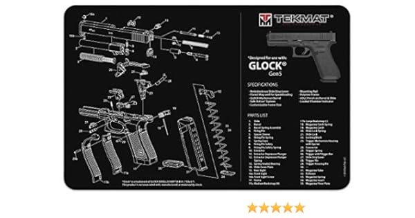 Tekmat Tapis Pour Le Nettoyage Avec Eclaté Glock Gen4 43x28cm