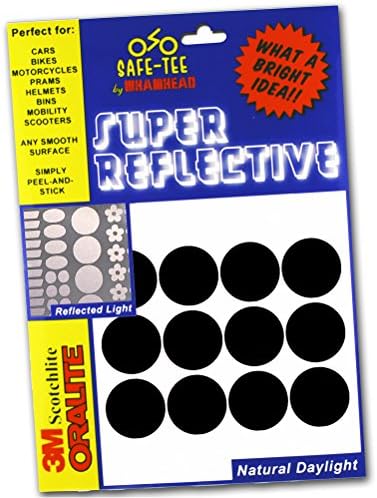 Safe-Tee Reflective Black (Reflects as White) Circle (x12) Stickers