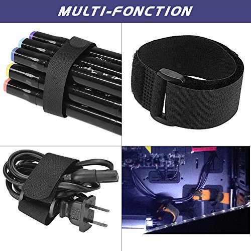 Aodoor wiederverwendbare Klettkabelbinder Kabelklett Seilklett klettband mit verschluss Veranstalter mit Klettverschluss,leichte Reihe,Ideal für den vielseitigen Einsatz im Kabelmanagement(10 Stücke) - 7