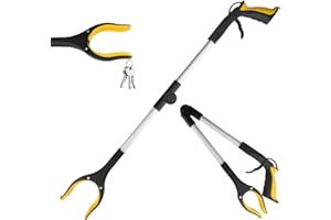 HISDRICUS Faltbare Greifer, Greifzange Für Senioren,Greifzange,Müllzange,Die Spitze kann magnetische Gegenstände wie Schlüssel anziehen und ist zum Aufnehmen von Gegenständen geeignet (gelb, 80 cm)