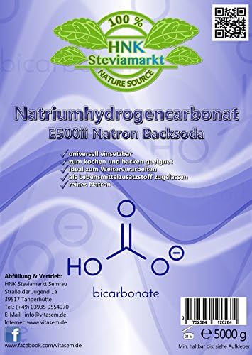 Baking Soda – Sodium Universal Use E500 ii Roe Sodium Hydrogen Carbonate NaHCO3 5 kg for Baking, Cooking, Cleaning...