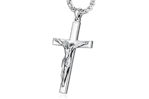Eusense Collar San Miguel Arcangel/San Cristóbal/Crucifijo/Santa Virgen María Colgante Plata Esterlina 925 Protección Angel Guardian Amulet Regalo Bisutería para Hombre Mujer