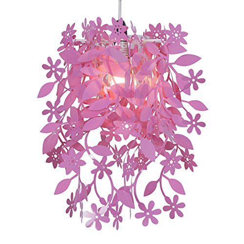 Schöner und moderner Lampenschirm in rosa mit hängendem Blumen- und Blütenmotiv – für Hänge- und Pendelleuchte - 4