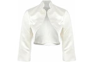 Flora Ivory Satin Wedding Shrug Prom Bolero Jacket,3/4 Length Sleeve