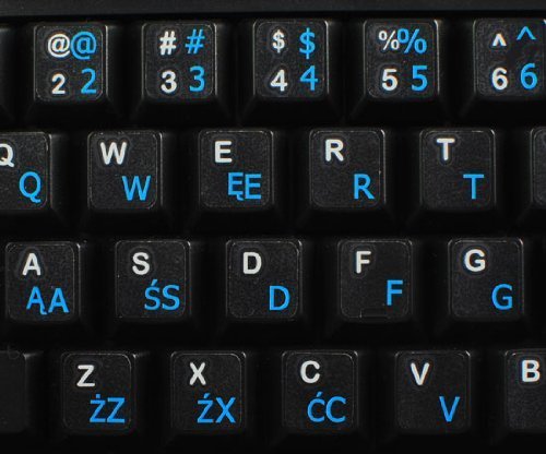 Polnische Programmierer transparente Tastaturaufkleber mit Blauen Buchstaben – Geeignet für jede Tastatur - 5
