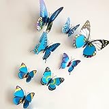 12 Pieces 3D Butterfly Stickrs Fashion Design DIY Wall Decoration House Decoration Babyroom Decoration-BLUE