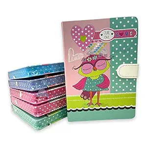 FunBlast Notebook Dairy ? Cute Owl Print Hardtop Diary with Lock, Stylish Fancy Diary for School, Writing, Journal Dairies (Pack of 1 Pcs) (Green)