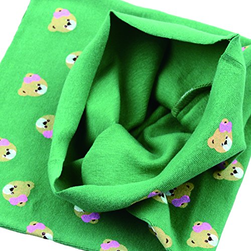 Baby Kids Girls Little Bear Cotton Loop Scarf, Skin-friendly Soft Neck Warmer (Green)
