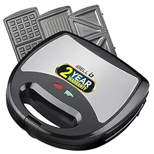 iBELL SM301 3-in-1 Sandwich Maker with Detachable Plates for Toast / Waffle / Grill , 750 Watt (Black)