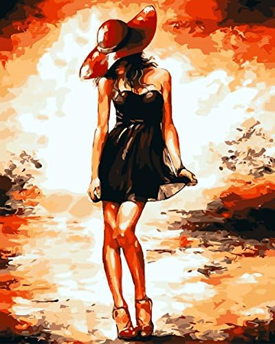 IPLST@ Frameless DIY Digital Oil Paintings by Numbers Kits , Modern Pop Art Sexy Girl Semi-Nude Woman Canvas Art For Bedroom Decoration-16x20inch