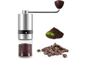 SANON Sequpr ręczny młynek do kawy ze szkła, z ceramicznym mechanizmem mielącym, ręczny młynek do kawy