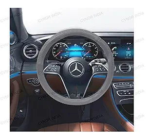 CARIZO Car Steering Wheel Cover | Microfiber Leather | Breathable, Anti Slip | Odourless | Mesh Series | Grey for Hyundai Grand i10 Nios