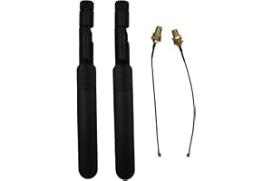 Voyoo 2 x 5dBi 2,4 GHz och 5,8 GHz dubbelbands WiFi SMA-antenn + 2 x 15 cm U.FL till SMA hona-pigtailkabel för trådlöst Mini
