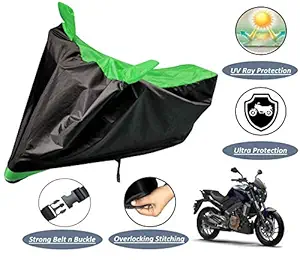 Auto Hub Water Resistant Bike Body Cover for Bajaj Dominar 400 - Black/Green