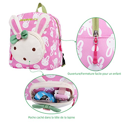 Vox -Sac à dos mignon pour enfants Fille, lapin Mignon sac à sdos pour crèche / pique-nique / voyage - Rose