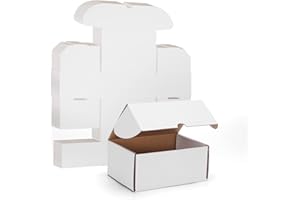 RLAVBL 25 Shipping Boxes 7x5x3in(17.8 x 12.7 x 7.7cm) White Cardboard Boxes, Kraft Corrugated Small Mailing Box
