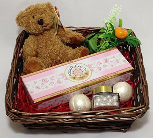 Valentine's Day Ladies Luxury Gift Basket Hamper with chocolate hearts and Plush Bear - Unique Gift from Babysfirstnight
