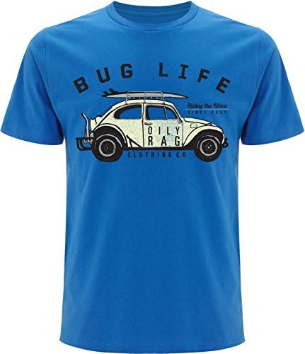 Oily Rag Clothing VW Beetle Bug Life T-Shirt (Blue) (Large)