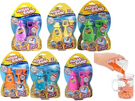 Aqua Sand Magic Coloured Play Sand For Water Set Never Gets Wet Kids Toy 4+ New (set of all 6 colours)