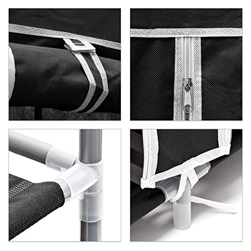Relaxdays Schuhschrank H x B x T: ca. 151 x 60 x 30 cm Faltschrank Textil für 36 Paar Schuhe Stoffschrank mit 9 Ablagen Stoffschuhschrank schützt vor Staub und Nässe Schuhablage zum Falten, schwarz - 5