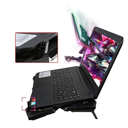 Novonest Laptop Kühler 17 Zoll Notebook Cooler Ständer Cooling Pad mit USB Port und 4 LED Lüftern Kühlpad Kühlmatte für Macbook Laptop Notebook - 4