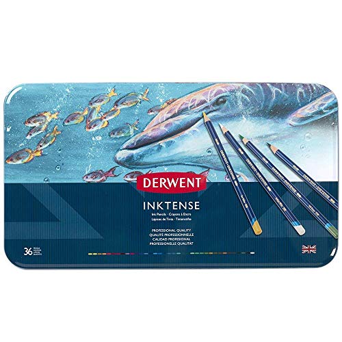 Derwent Inktense Watercolour Matite Idrosolubili in Scatola di Metallo (Confezione 36)
